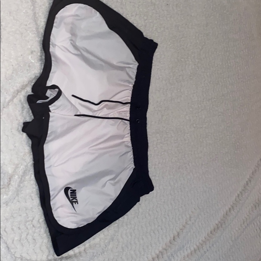 White and black nike shorts